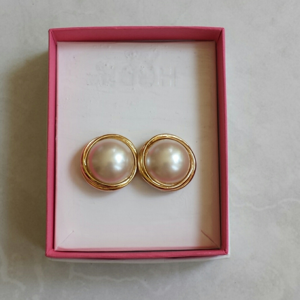Boutique Gold-Tone Faux Pearl Earrings